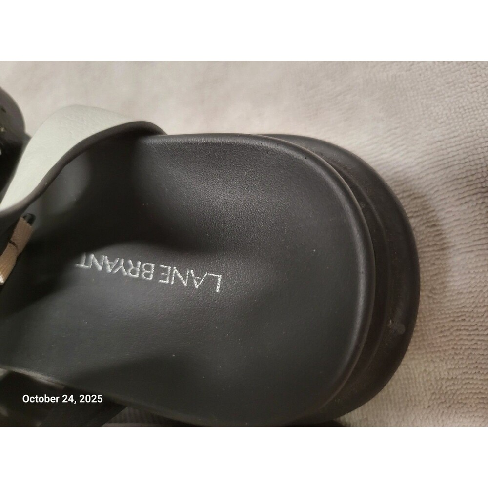 Lane Bryant Ascena Womens 9.5W White Black Platform Comfort Open Toe Sandals - Picture 4 of 6